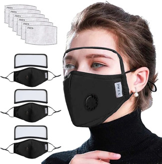Mask Easy Detachable Breathing Valve Face Mask With Eyes Shield 3 Masks +6 Filters Face Cover Protection Dustproof Facemask Safe