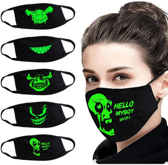 mask Halloween Fabric Reusable Respirators Mask Thin cloth Cotton Masks mascarilla Activated Carbon Cotton Luminous Washable