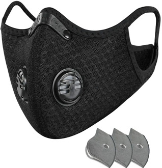 MaskActivated Carbon Outdoor valves facemask Unisex Dustproof Protection Cycling Mask With 3 Filters washable reusable face mask