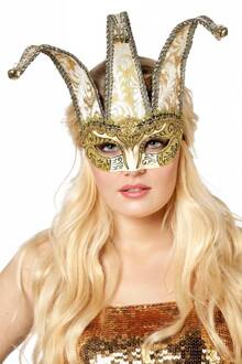 Masker Joker met belletjes goud Goud - Brons