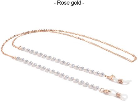 Masker Lanyard Brillen Chain Imitatie Parel Kralen Trendy Vrouwen Buiten Zonnebril Accessoire Ketting Masker Opknoping Touw roos goud