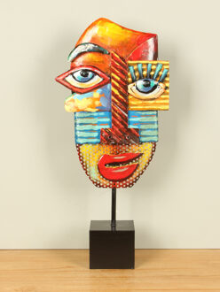 Masker metaal kleurrijk, 65 cm