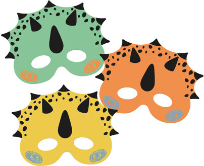 Maskers Dino Roars (6st) Multikleur - Print