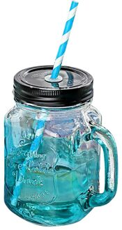 Mason Jar Glas Zomer Stijl Beker Met Huishouden Drinken Koffie Cup Praktische Gemak Thuis Blauw