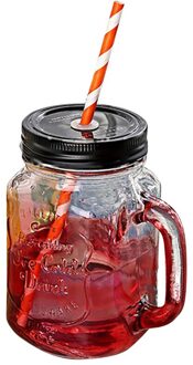 Mason Jar Glas Zomer Stijl Beker Met Huishouden Drinken Koffie Cup Praktische Gemak Thuis Rood