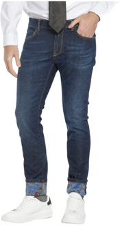 Mason's Blauwe Slim Fit Jeans met Patroon Details Mason's , Blue , Heren - W40