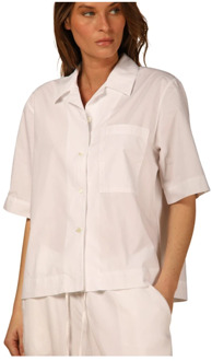 Mason's Dames Florida Korte Mouw Popeline Shirt Mason's , White , Dames - M,S,Xs,2Xs