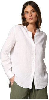 Mason's Delhi Dames Linnen Mandarin Kraag Shirt Mason's , White , Dames - L,S,Xs,2Xs