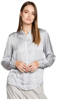 Mason's Margherita Shirt - Viscose Mandarin Kraag Mason's , Gray , Dames - L,S,Xs