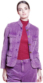Mason's Paarse fluwelen jas met 1000 strepen Mason's , Purple , Dames - Xl,L,M,S,Xs