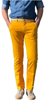 Mason's Slim Fit Katoenen Stretch Chino Broek Mason's , Yellow , Heren - L