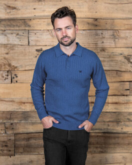 Massa knit polo Blauw - XXL