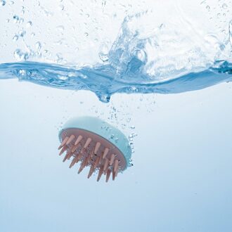 Massage Borstel Drie Gaten Zachte Siliconen Shampoo Borstel Nat En Droog Antislip Massage Borstel blauw