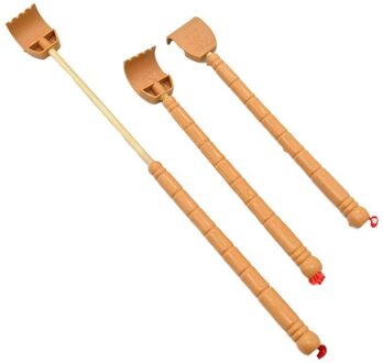 Massage Gereedschap Rvs Telescopische Draagbare Uitschuifbare Handy Pocket Pen Clip Terug Scratcher Massage & Ontspanning 1stk Bamboo Wooden