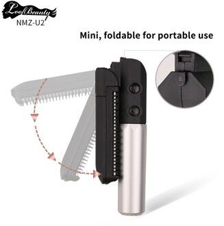 Massage Kam Stijltang Mini Usb Oplaadbare Opvouwbare Baard Shaping Tool Borstel Coiffure Elektrische Stijltang Zilver