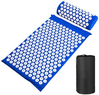 Massager Kussen Massage Yoga Mat Acupressuur Reli Stress Rugpijn Mat/Kussen Massage Pad Ontspanning Yoga Mat blauw reeks