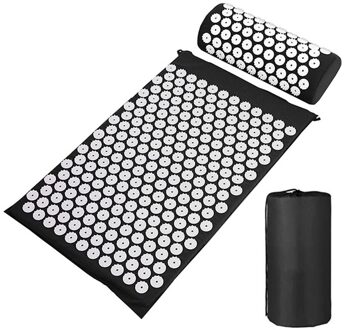 Massager Kussen Massage Yoga Mat Acupressuur Reli Stress Rugpijn Mat/Kussen Massage Pad Ontspanning Yoga Mat zwart reeks
