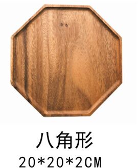 Massief Houten Lade Japanse Houten Schotel Lade Walnoot Lade Achthoekige Houten Plaat Plaat Brood Dessertbord Vierkante Platen Set 20x20x2cm