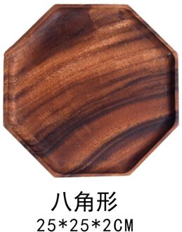 Massief Houten Lade Japanse Houten Schotel Lade Walnoot Lade Achthoekige Houten Plaat Plaat Brood Dessertbord Vierkante Platen Set 25x25x2cm