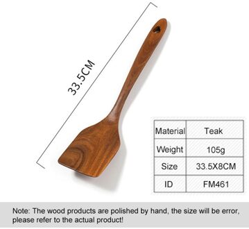 Massief Houten Schop Teak Koken Spatel Non-stick Durbale Pan Huishoudelijke Frituren Soep Lepel Koken Gereedschap Keuken Accessoires A4