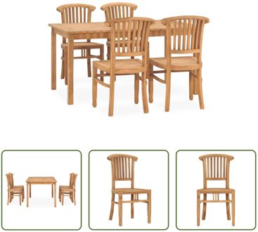 Massief Teakhouten Tuinmeubelset - Tafel 150x90x75cm - Stoelen 48x51x94cm Bruin