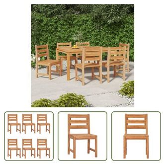 Massief Teakhouten Tuinstoelen - Set van 6 - 50x59x90 cm - Comfortabele zitervaring Bruin