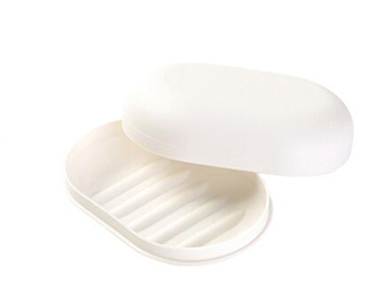 Massief Zeepbakje Doos Draagbare Zeepbakje Voor Badkamer Plastic Badkamer Douche Zeepkist Lade Schotel Opslag Houder Plaat Thuis reizen Beige