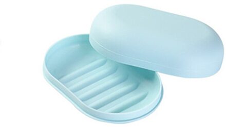 Massief Zeepbakje Doos Draagbare Zeepbakje Voor Badkamer Plastic Badkamer Douche Zeepkist Lade Schotel Opslag Houder Plaat Thuis reizen licht blauw