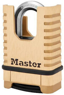 Master Lock HOOFDSLOT Massief messing hangslot met hoge beveiliging [beschermde beugel] [een combinatie] M1177EURD