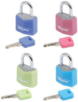 Master Lock Set van 4 hangsloten 20 mm - Diverse kleuren - Voor bagage, koffer, rugzak