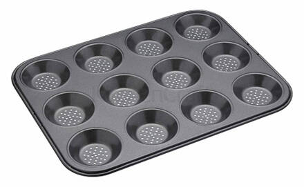 Masterclass Bakvorm voor 12 mini (quiche) vormen Geperforeerd, 32 cm x 24 cm - Zwart