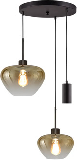 Masterlight Hanglamp Genua 2+1 lichts Ø 35 cm amber zwart