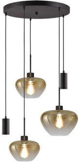 Masterlight Hanglamp Genua 3+2 lichts Ø 50 cm amber zwart