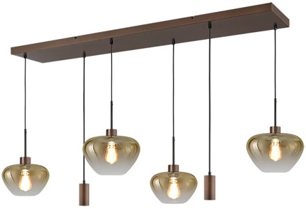 Masterlight Hanglamp Genua 4+2 lichts L 130 cm amber cacao