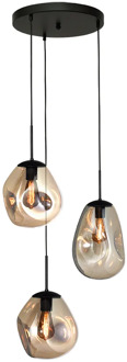 Masterlight Hanglamp Lava 3 lichts Ø 35 cm amber zwart