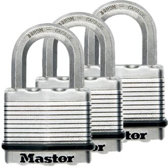 MasterLock Set van 3 hangsloten Master Lock M5eurtrilf - Zeer hoge beveiliging - LADED STAAL - Outdoor Use - Anse M