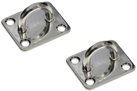 Mastoog muurplaat - 6x stuks - RVS - 3,5 x 4,0 cm - muurplaten - oogplaat - klussen - dhz