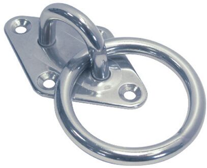Mastplaat - Rvs 304 - Met Ring - 8 Mm - 80x50mm