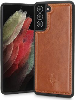 Mastreit Lederen backcover hoes - Samsung Galaxy S21 - Cognac