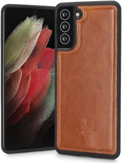 Mastreit Lederen backcover hoes - Samsung Galaxy S21 Plus - Cognac