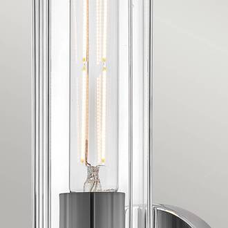 Masttop badkamer wandlamp, chroom, 1-lamp, hoogte 35 cm, IP44 gepolijst chroom, helder, zwart