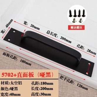 Mat aluminium Black Schuur Deur Handvat Schroef Pull Handvat voor Schuifdeuren Schuur Deur Closet Houten Poort Fire deurklink 5702 zwart
