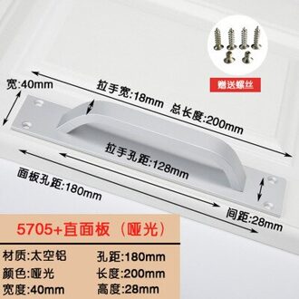 Mat aluminium Black Schuur Deur Handvat Schroef Pull Handvat voor Schuifdeuren Schuur Deur Closet Houten Poort Fire deurklink 5705 mat aluminum