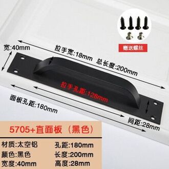 Mat aluminium Black Schuur Deur Handvat Schroef Pull Handvat voor Schuifdeuren Schuur Deur Closet Houten Poort Fire deurklink 5705 zwart