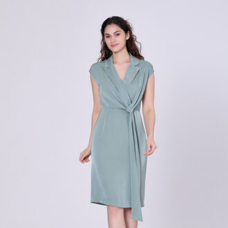 Mat satijnen asymmetrische gedrapeerde paneeljurk Mint - XL