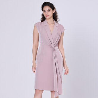 Mat satijnen asymmetrische gedrapeerde paneeljurk Roze