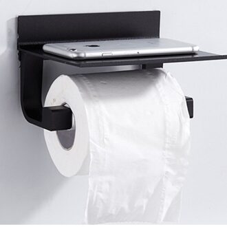 Mat Zwart Toiletrolhouder Ruimte Aluminium Materiaal Badkamer Moible Telefoon Plank Accessoire Populaire Gebruikt