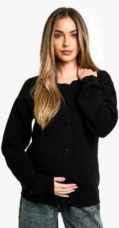 Materniteit Fijngestekt Ronde Hals Tank, True Black - 40