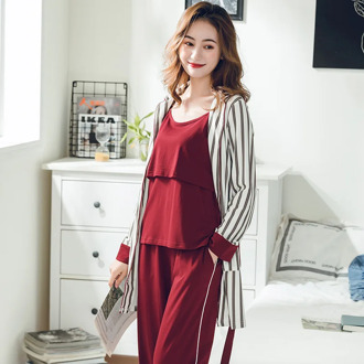 Maternity T-shirt Pants Nursing Pajamas Clothes for A Pregnant Woman Cotton Full Sleeve Breastfeeding Sleepwear Maternity Set