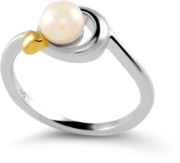 'Mathilde' Dames 925 Sterling Zilveren Ring - Zilver/Goud ZR-7510/G Zilver en goud - R 1/2